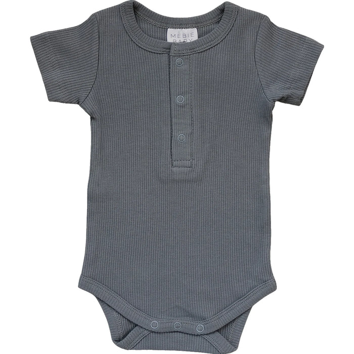 Mebie Baby Organic Cotton Ribbed Snap Bodysuit - Grey