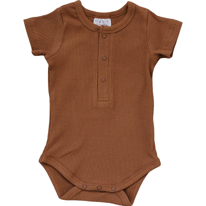 Mebie Baby Organic Cotton Ribbed Snap Bodysuit - Rust