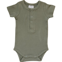 Mebie Baby Organic Cotton Ribbed Snap Bodysuit - Green