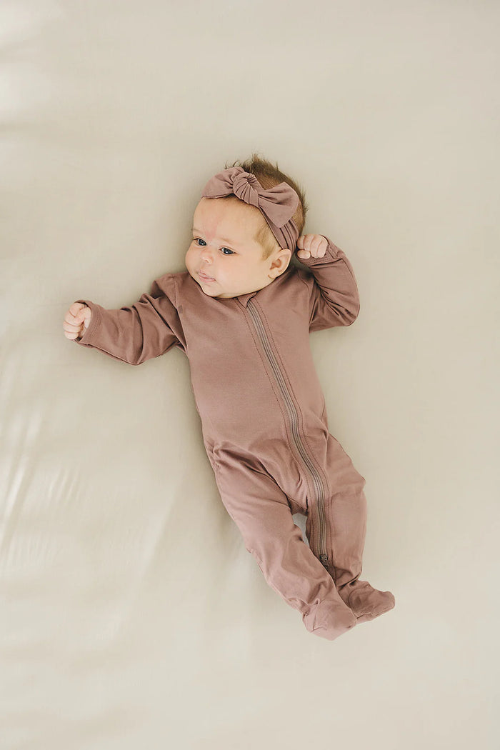 Mebie Baby Bamboo Footed Zipper - Plum