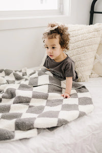 Plush Blanket - Charcoal Check - Baby
