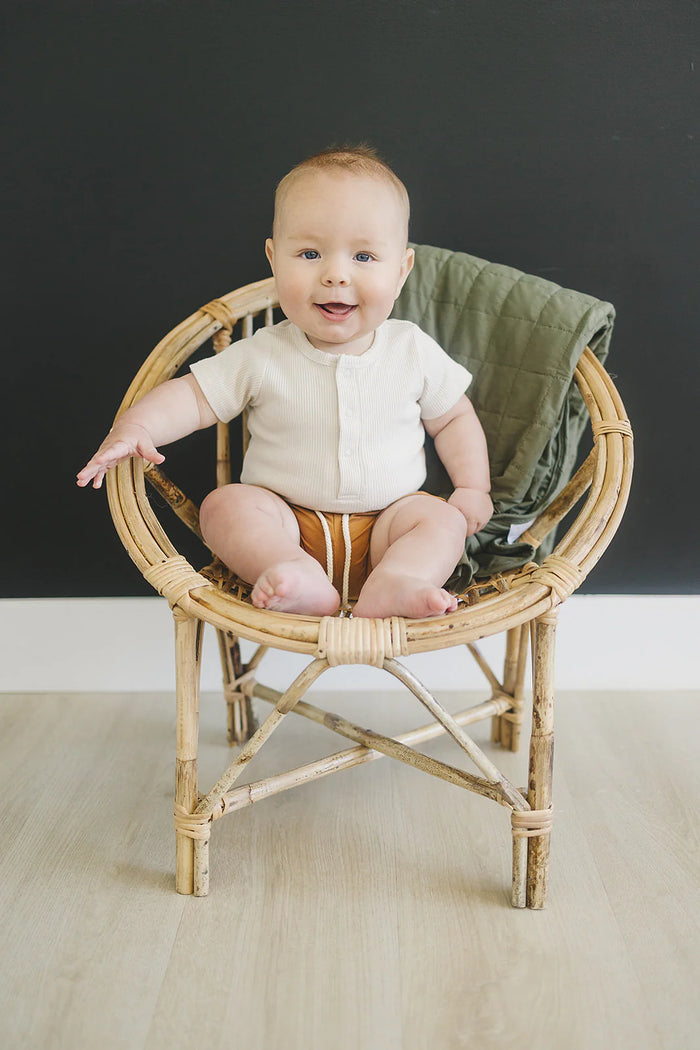 Mebie Baby Organic Cotton Ribbed Snap Bodysuit - Oatmeal