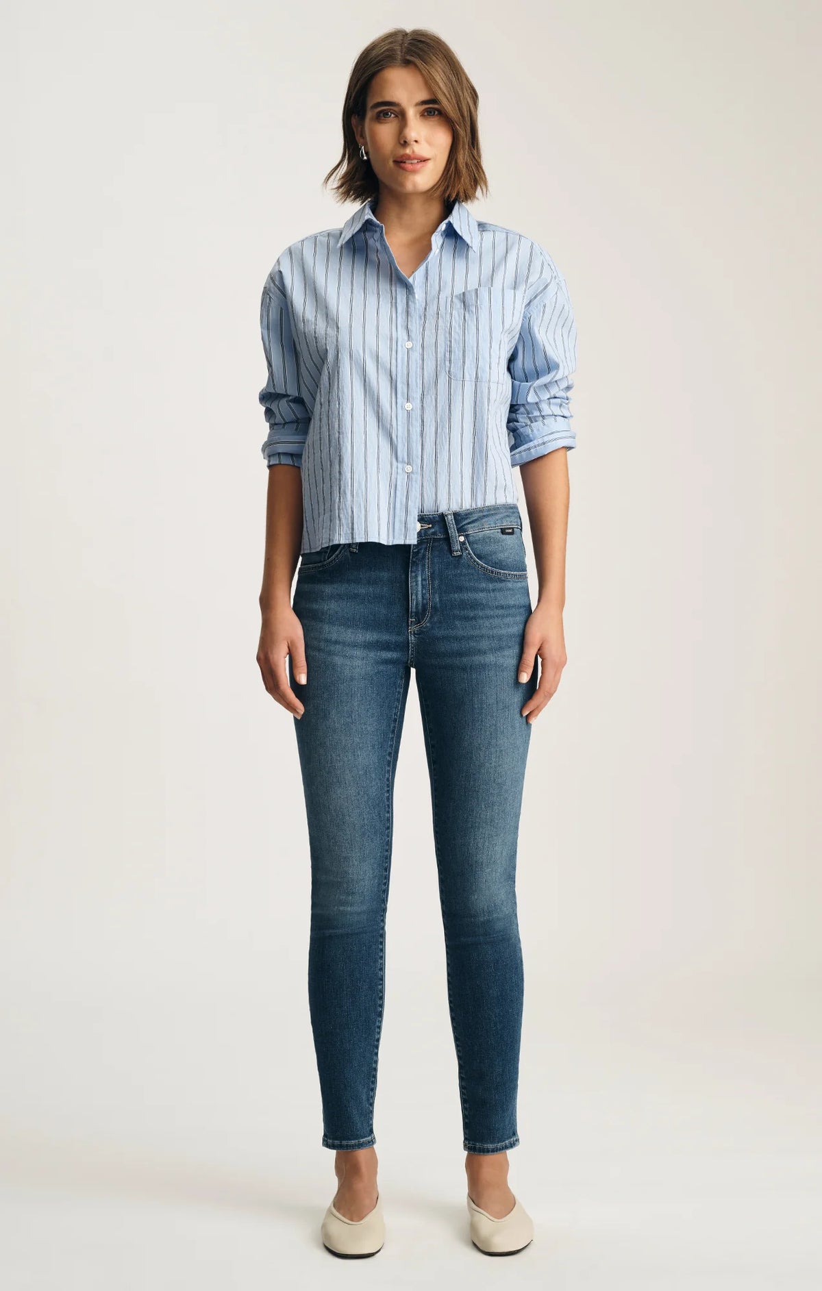 Mavi-Tess Dark Wash Skinny Jean In Dark Brush Feather Luxe