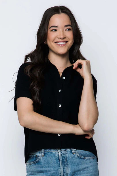 Orb Nina Short Sleeve Button Up - Black