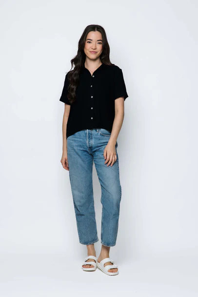 Orb Nina Short Sleeve Button Up - Black