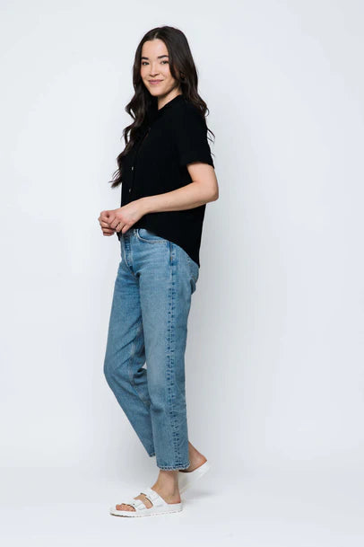 Orb Nina Short Sleeve Button Up - Black
