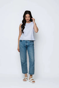 Orb Holly Reversible Tie Top - White Pinstripe