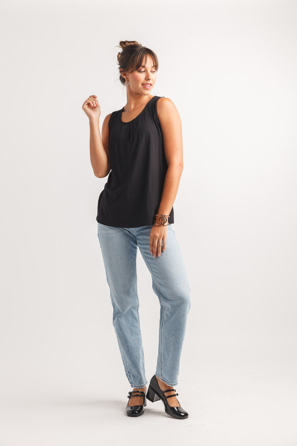 Papillon Aline Stretch Bamboo Tank - Black