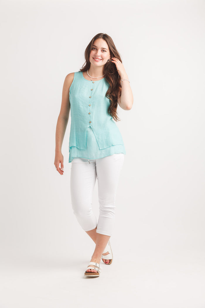 The Monica Layered Crinkle Tuni - Mint