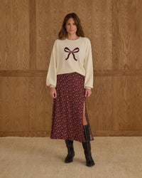 Rylee & Cru - Button Slit Skirt - Harvest Berry