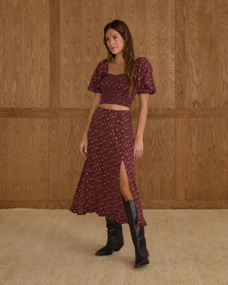 Rylee & Cru - Button Slit Skirt - Harvest Berry