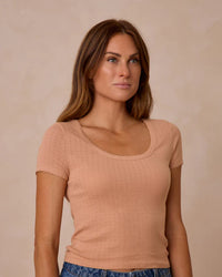 Rylee and Cru Pointelle Tee |Grapefruit