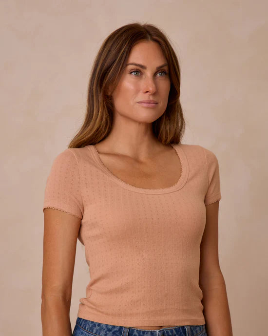Rylee and Cru Pointelle Tee |Grapefruit
