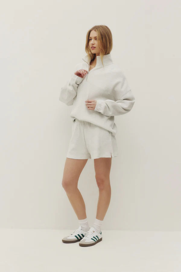 Kuwalla Bailey Waffle Zip Up -  Heather Grey