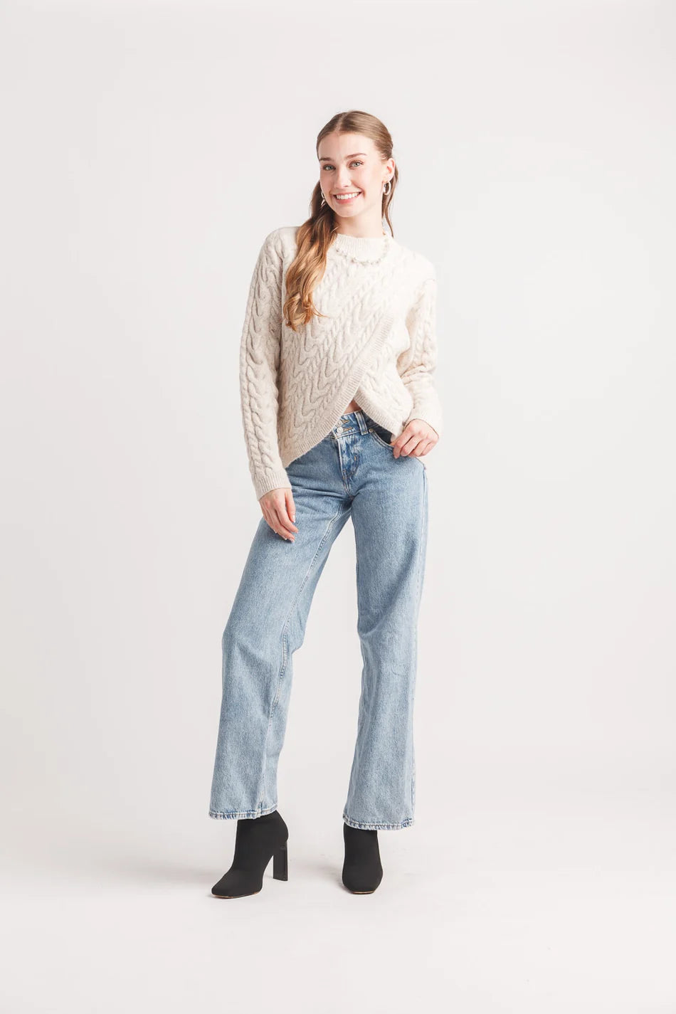 Papillon Cable Knit Crossover Sweater
