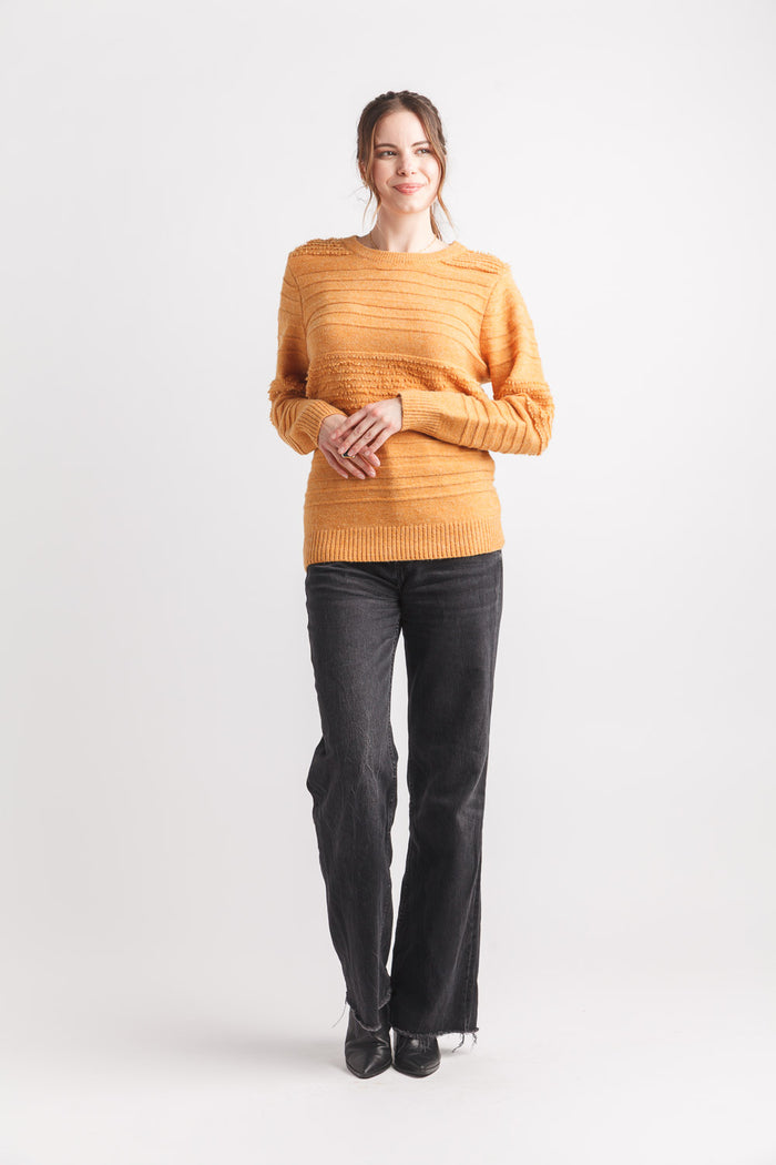 Papillon Textured Striped Sweater - Mustard