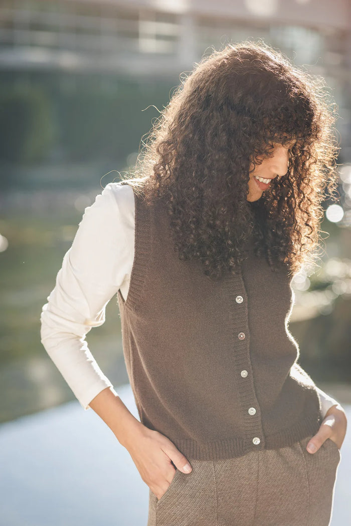 Papillon Chocolate Front Button Vest