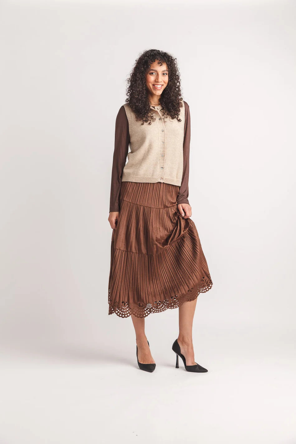 Papillon Oatmeal Front Button Vest
