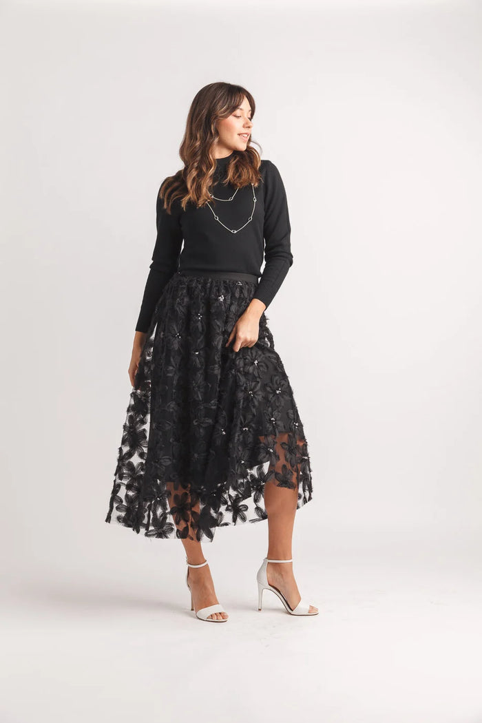 Papillon Black Moch Neck Sweater