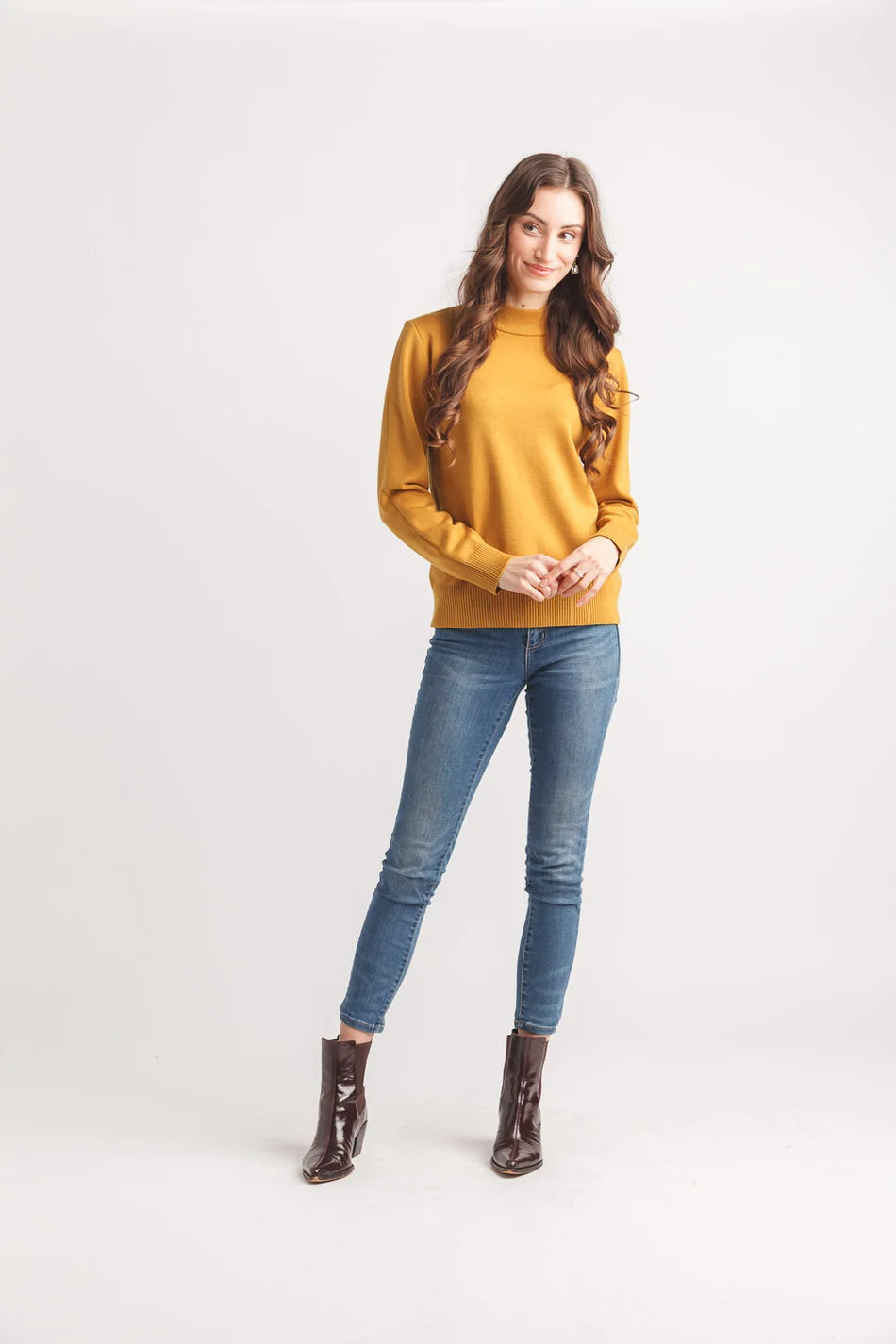 Papillon Essential Moch Neck Sweater- Mustard