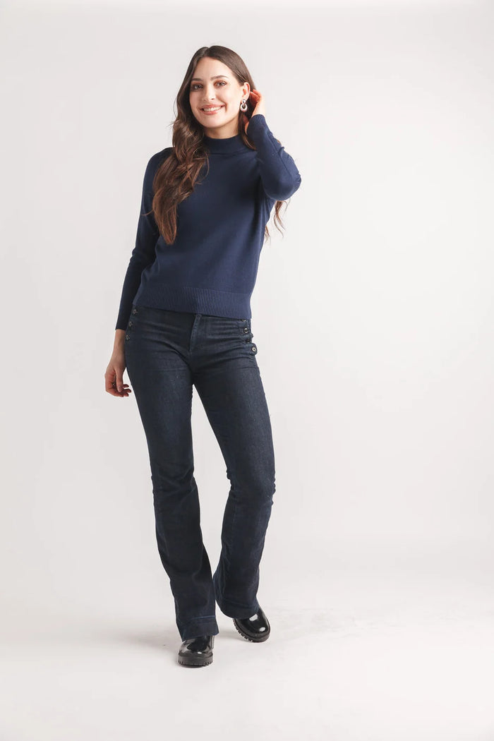 Papillon Navy Moch Neck Sweater