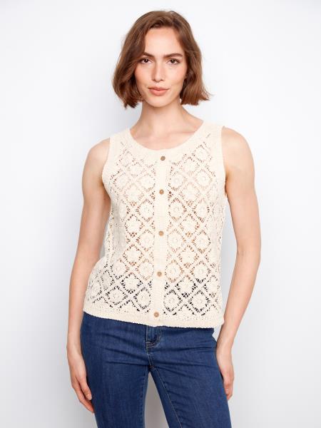 Charlie B Crochet Button Up Vest