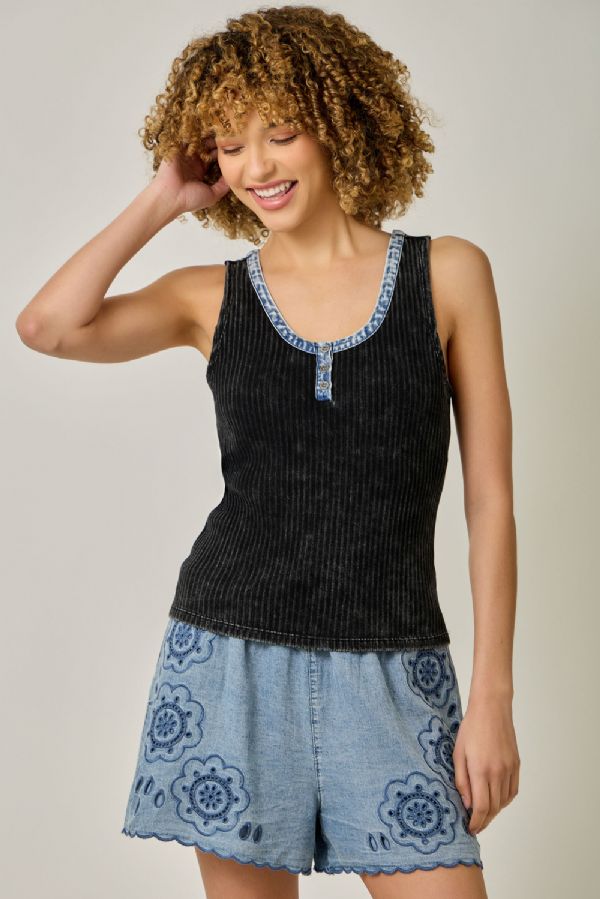Mystree Washed Tank - Black