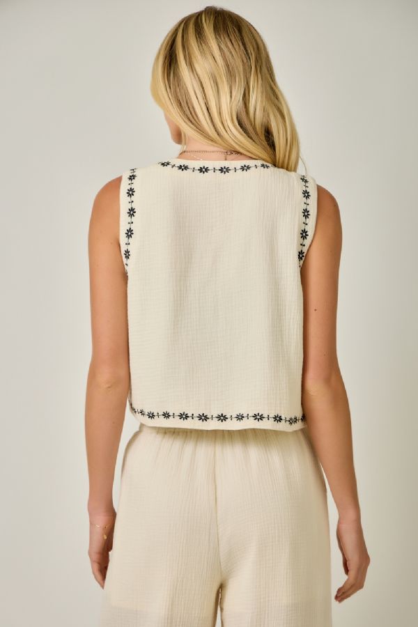 Mystree Cream & Black Vines Vest