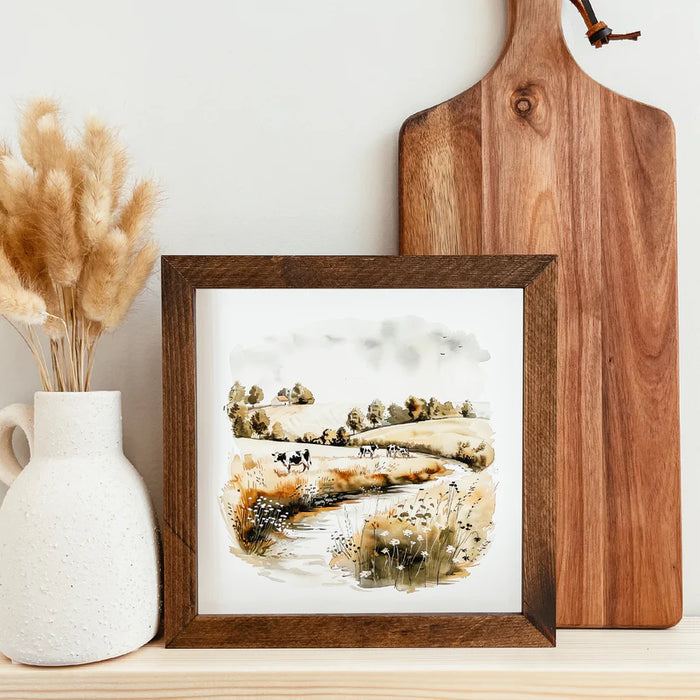 watercolour cows framed Sign