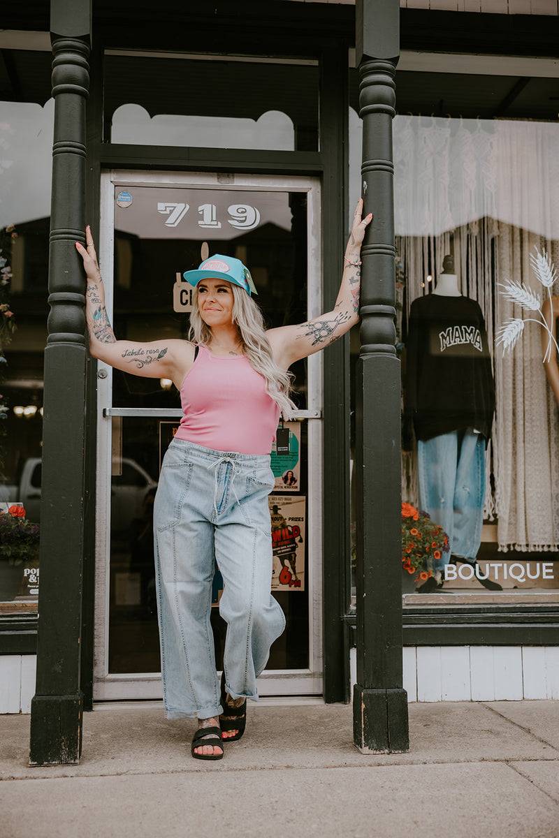 Daze Villa Drawstring Barrel Jeans