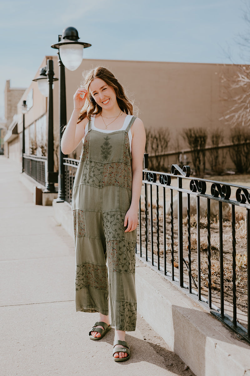 Papillon Embroidered Patchwork Overall
