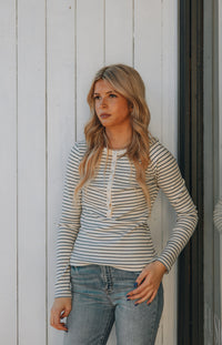 Z Supply Stella Striped Henley - Crystal