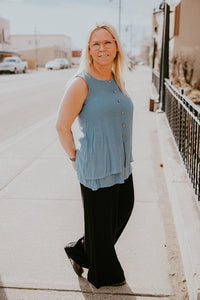 Papillon Sleeveless Layered Crinkle Top