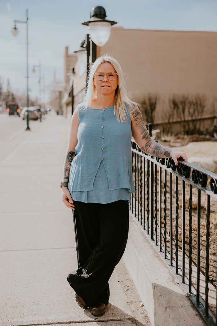 Papillon Sleeveless Layered Crinkle Top