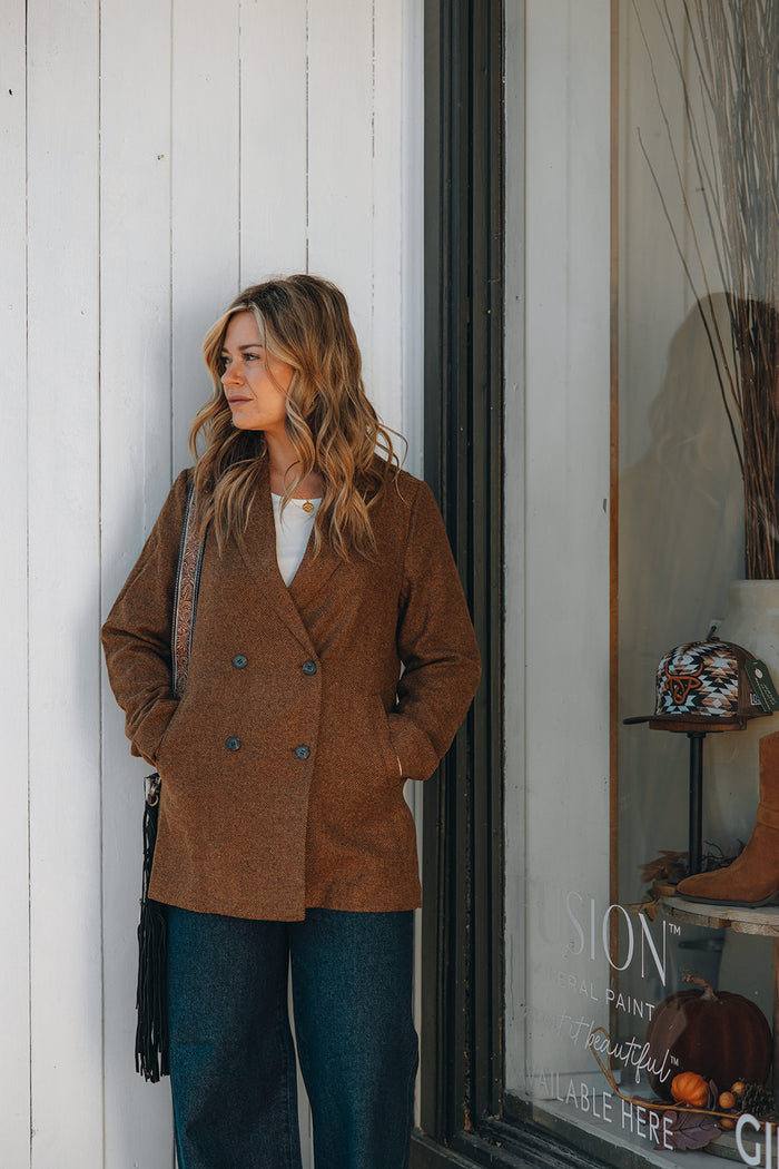 Rylee + Cru Double Breasted Blazer - Rustic Plaid