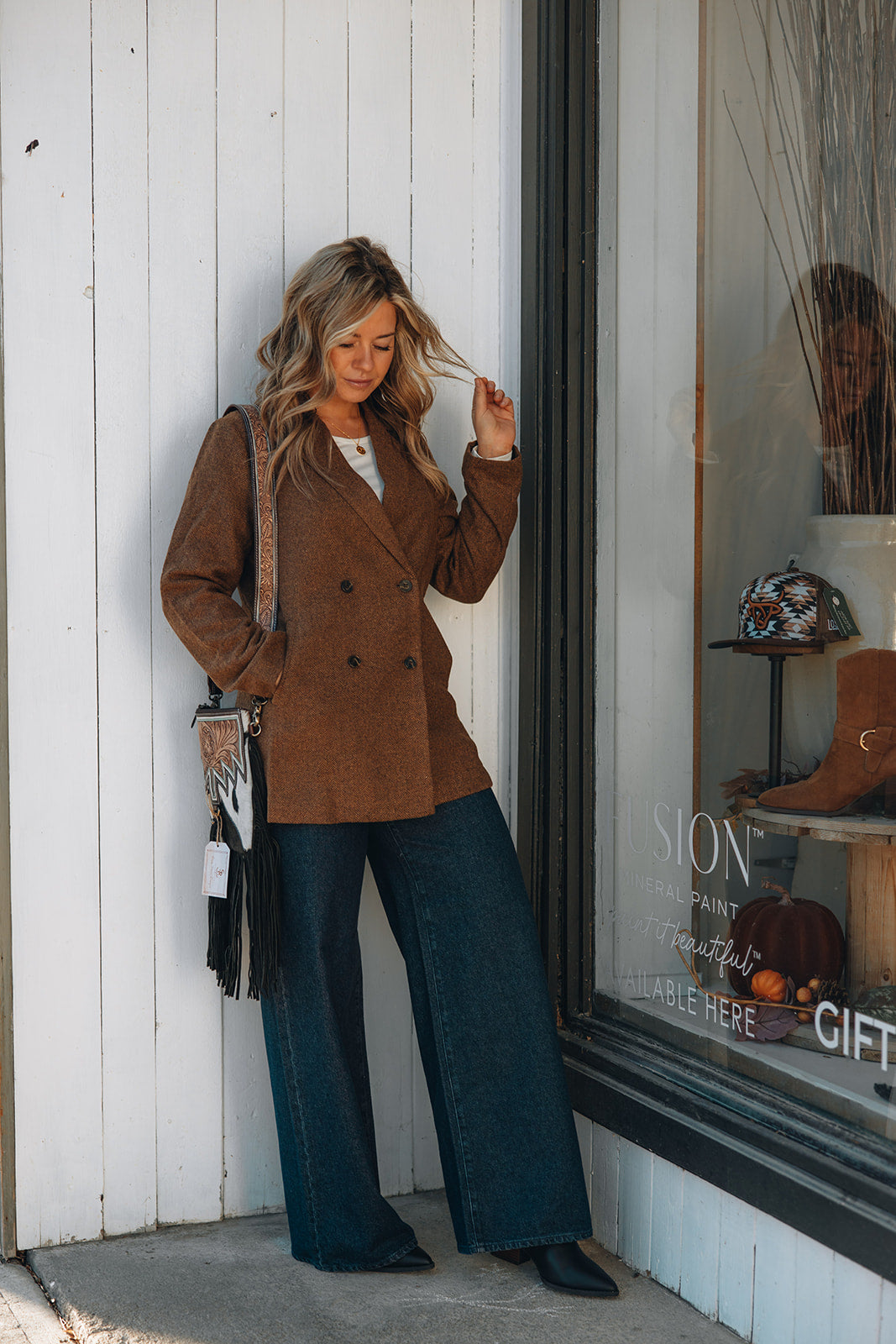 Rylee + Cru Double Breasted Blazer - Rustic Plaid