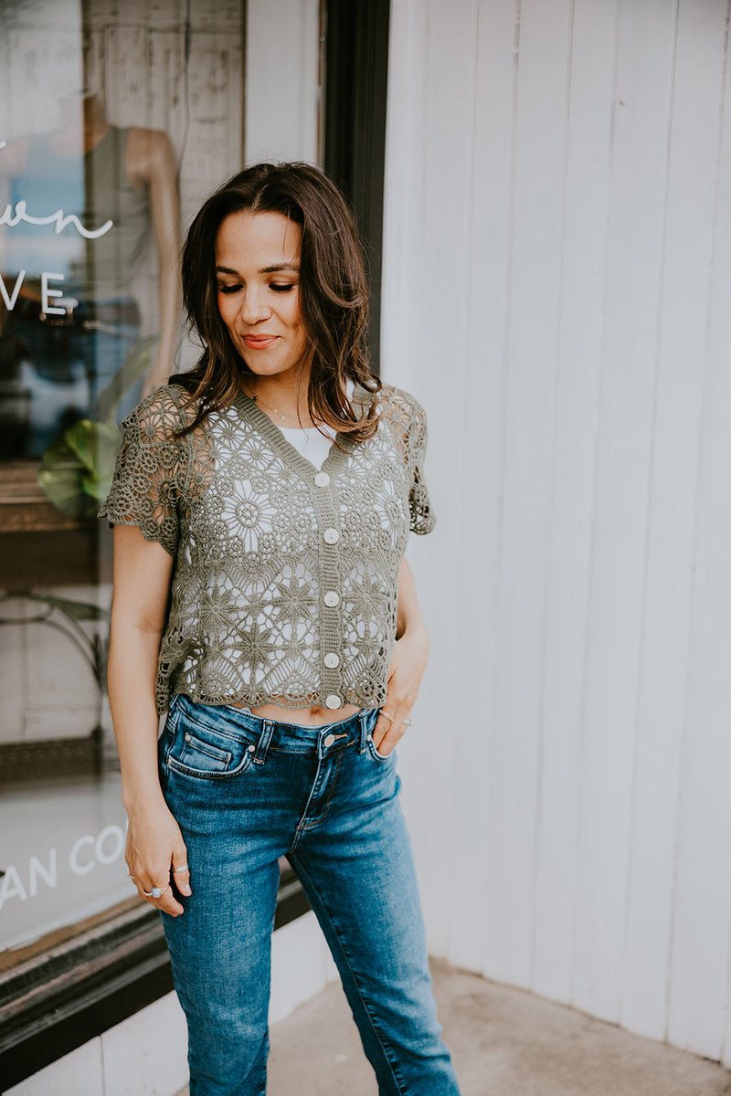 Papillon Short Sleeve Crochet Top