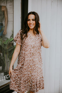 Papillon Floral Short Sleeve Button Up Dress