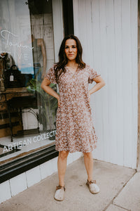 Papillon Floral Short Sleeve Button Up Dress