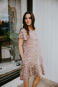 Papillon Floral Short Sleeve Button Up Dress