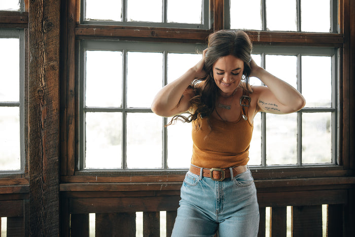 Buckle Up Bodysuit - Camel