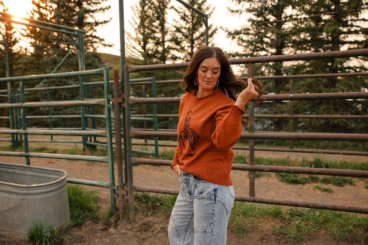 Rodeo Cowboy Sweater - Rust