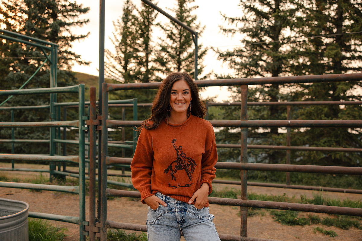 Rodeo Cowboy Sweater - Rust
