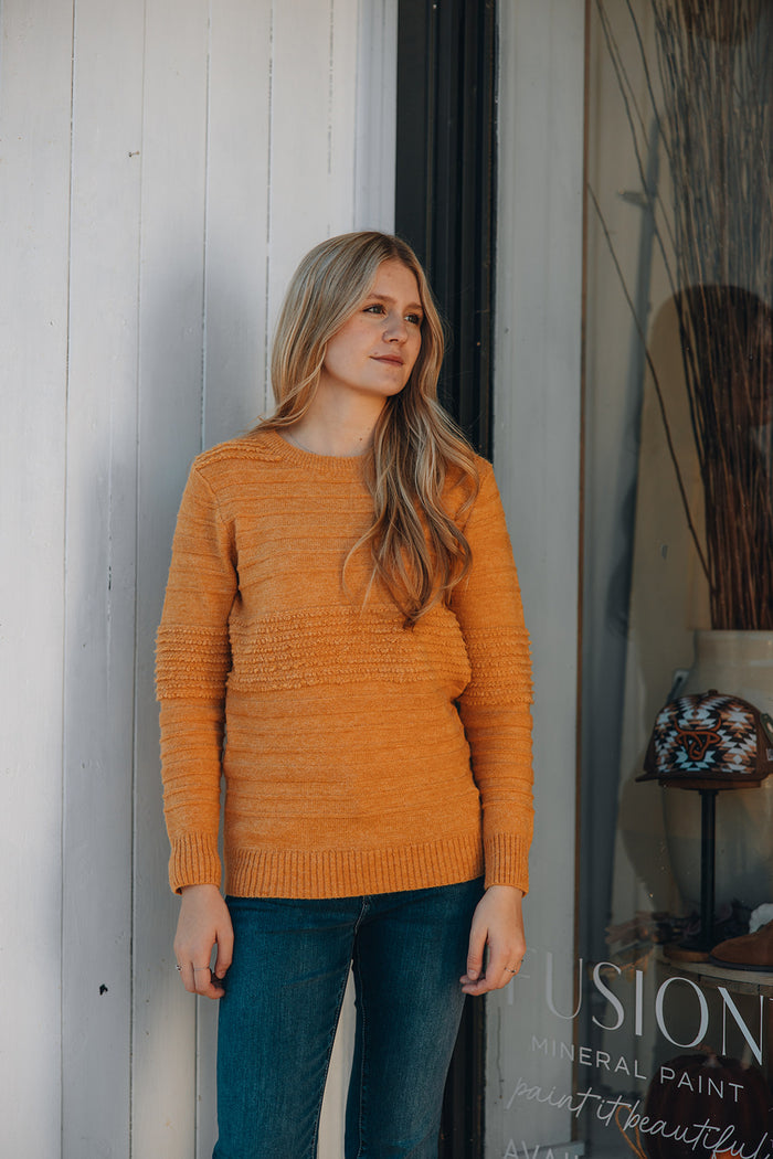 Papillon Textured Striped Sweater - Mustard