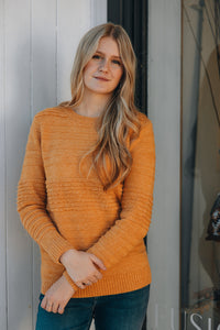 Papillon Textured Striped Sweater - Mustard