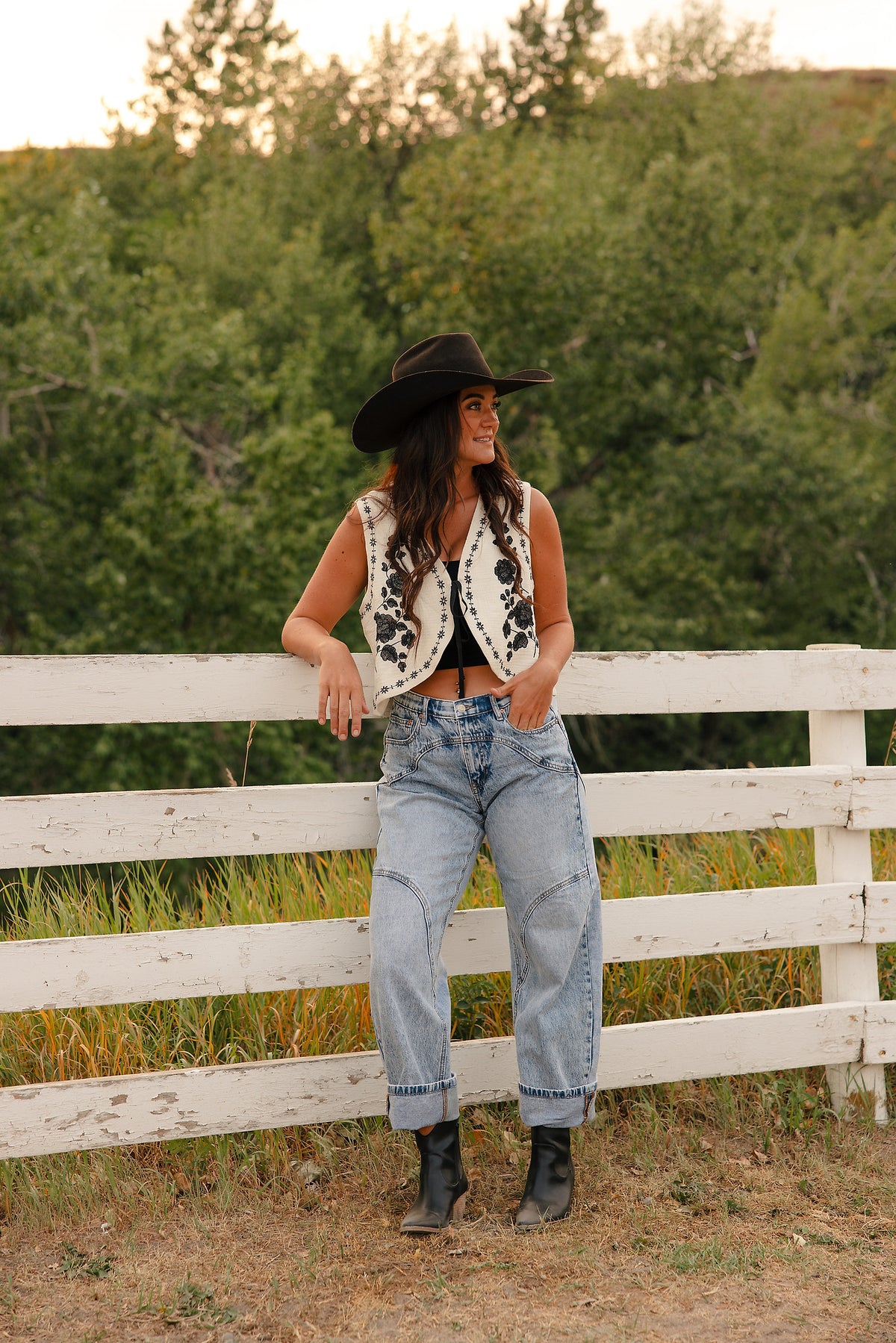 Mystree Cream & Black Vines Vest