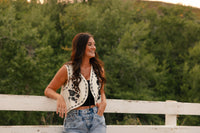 Mystree Cream & Black Vines Vest