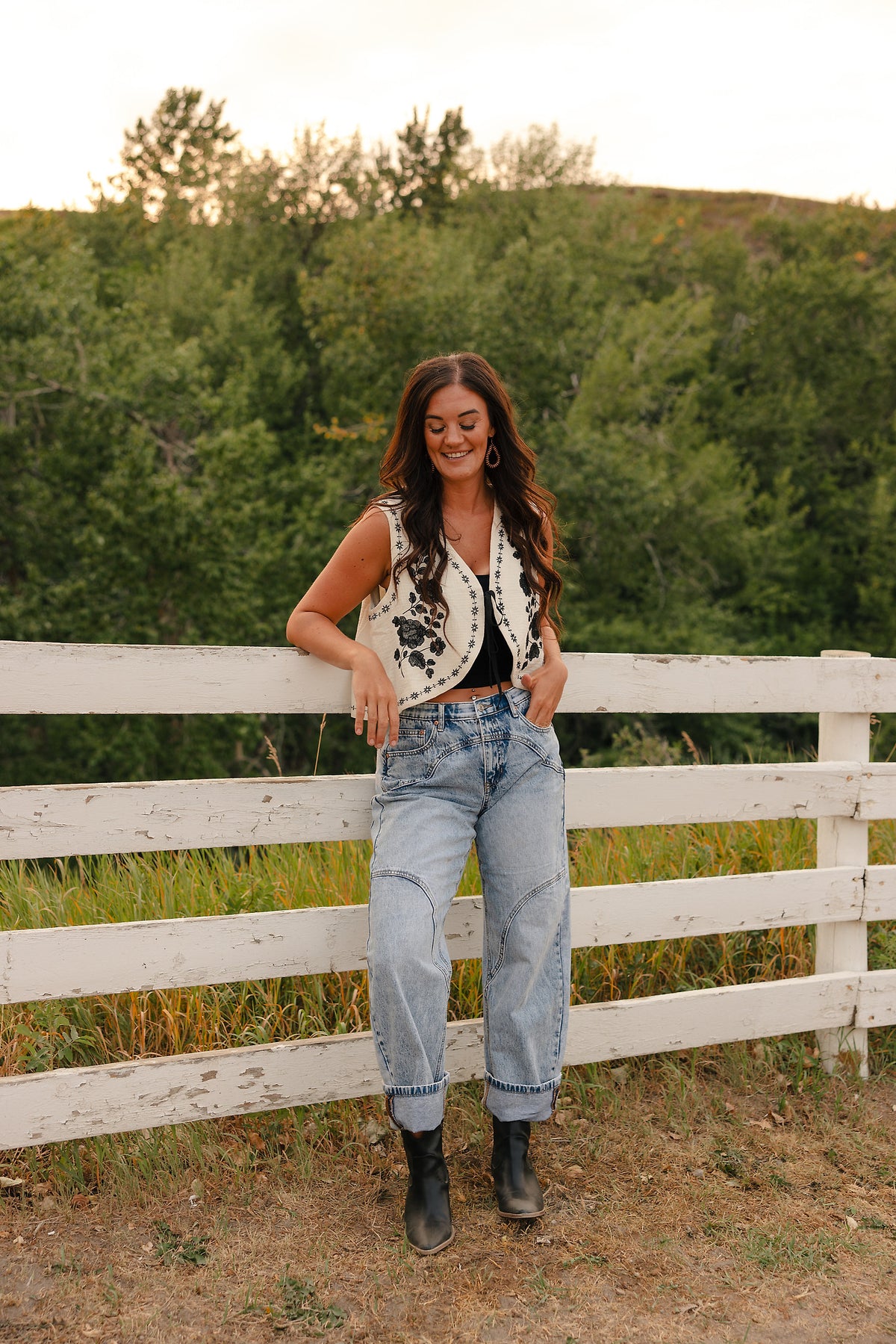 Mystree Cream & Black Vines Vest