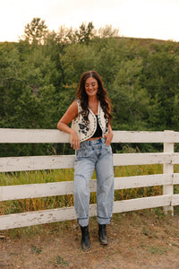 Mystree Cream & Black Vines Vest