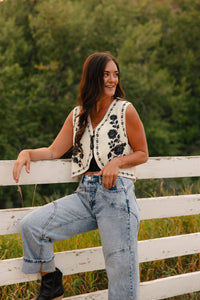 Mystree Cream & Black Vines Vest